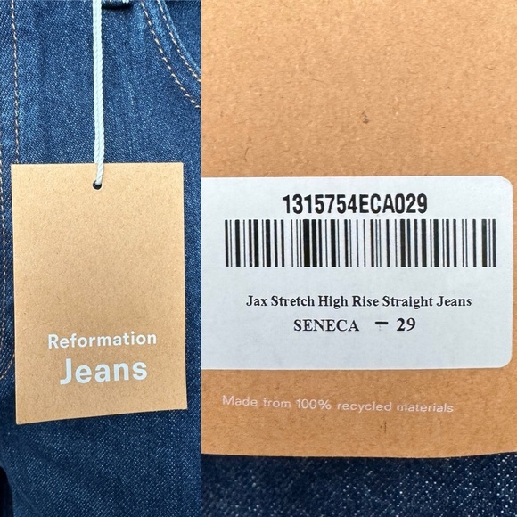 NWT Reformation Jax Stretch High Rise Jeans in Seneca Wash Blue Size: 29 - Picture 11 of 13